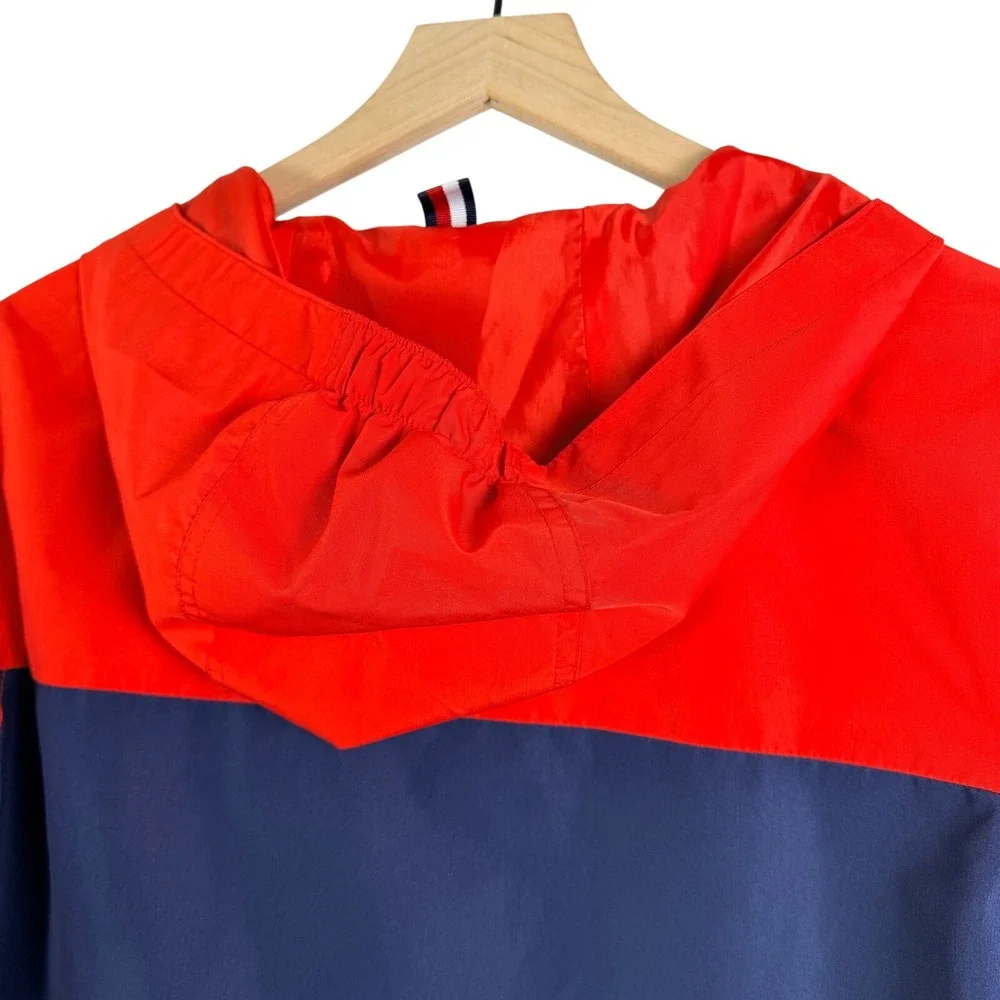 Tommy Hilfiger‎ Boys Red Navy Colorblock Hooded Windbreaker Jacket Large 16/18